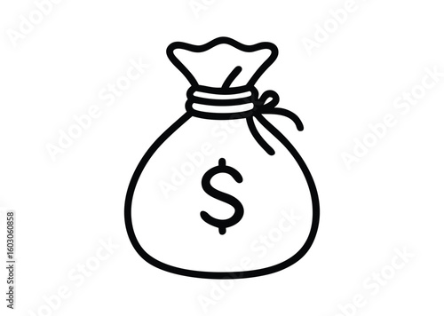 Money bag line art Vector Illustration