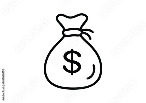 Money bag line art Vector Illustration