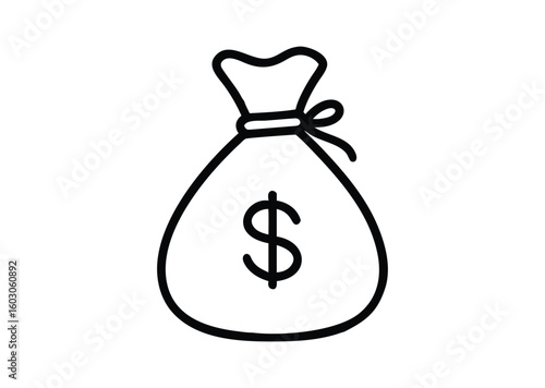 Money bag line art Vector Illustration