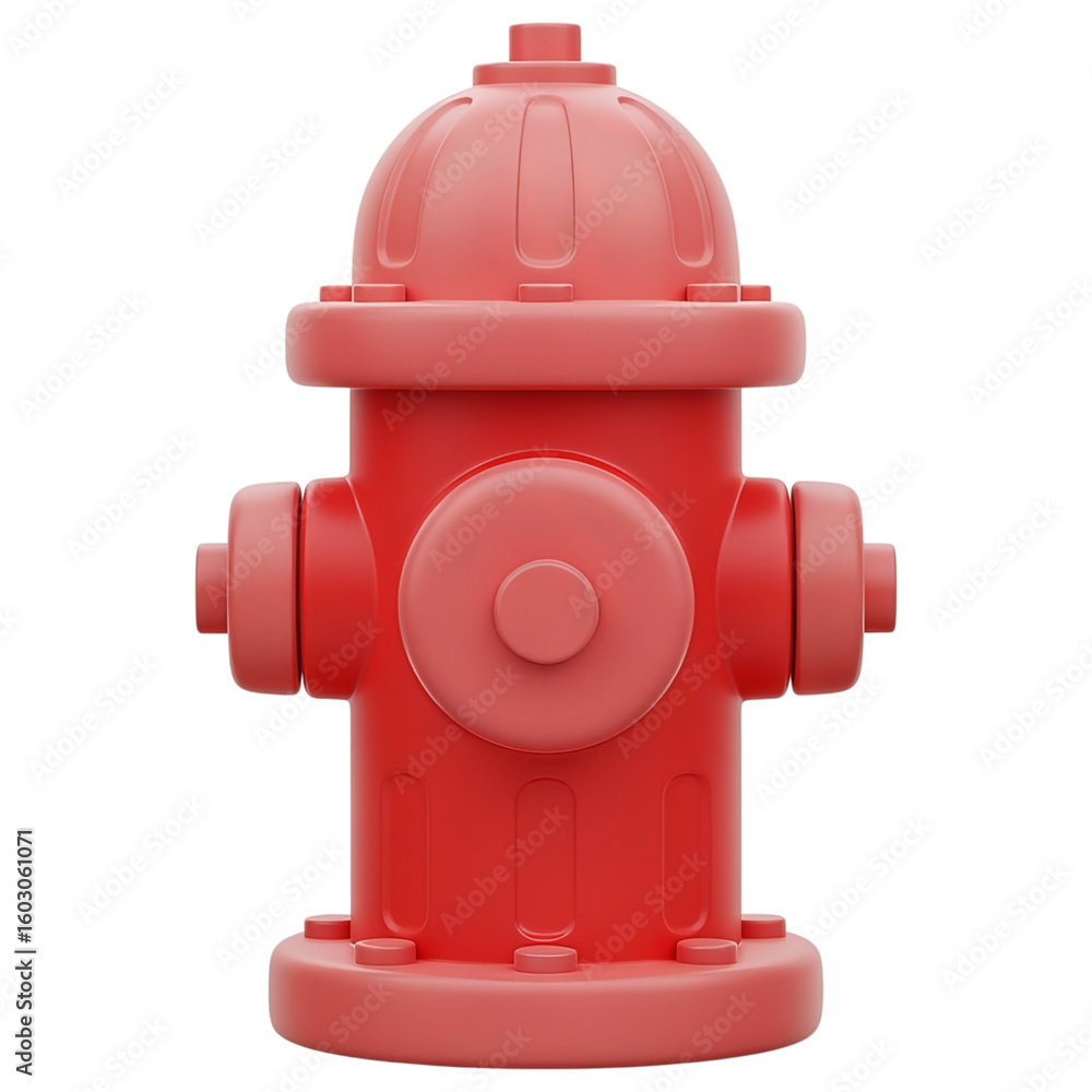 Fototapeta premium Vibrant Red Fire Hydrant: A Detailed 3D Render isolated on transparent background