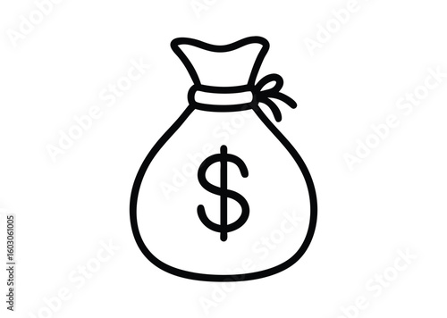 Money bag line art Vector Illustration