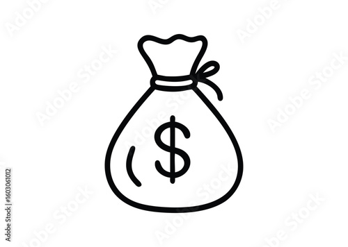 Money bag line art Vector Illustration