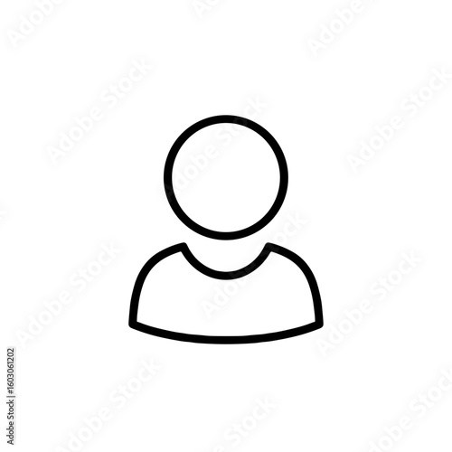 Simple outline of a person with circular head and shoulders  
