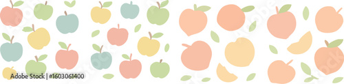 Pastel Colored Apples and Peaches Pattern.