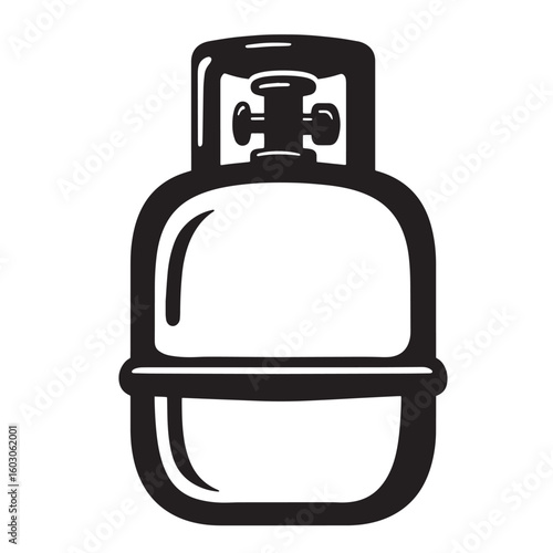 Classic illustration of a propane gas tank rendered in a bold black and white vintage art style representing energy and industry.