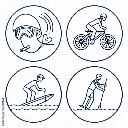 Resort activity icons sports recreation