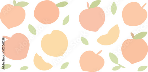 Wallpaper Mural Peach Fruit Pattern with Leaves 1. Torontodigital.ca