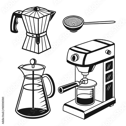 Coffee brewing equipment collection espresso machine