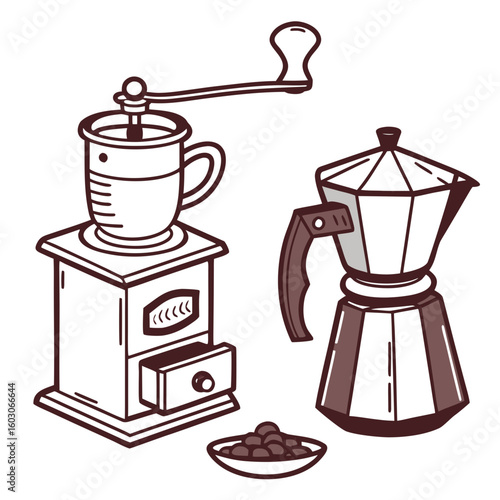 Coffee grinder moka pot coffee beans brewing equipment