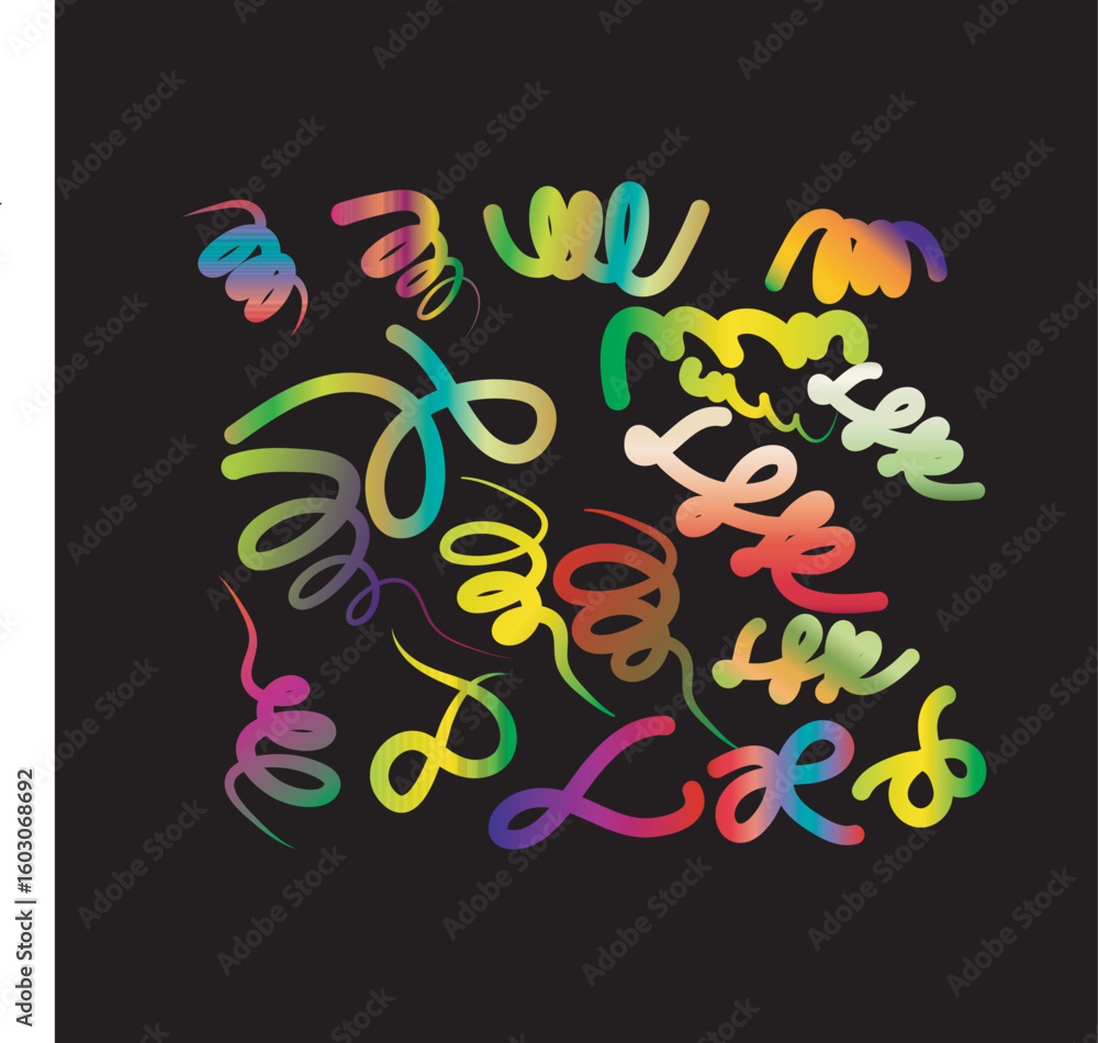 Obraz premium Colorful 3D Swirl Line Art on Black Background