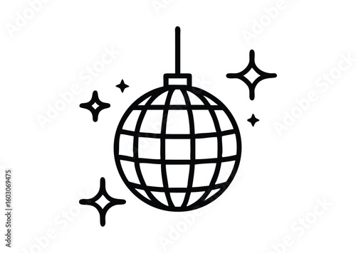 Disco ball line art line art Vector Illustration