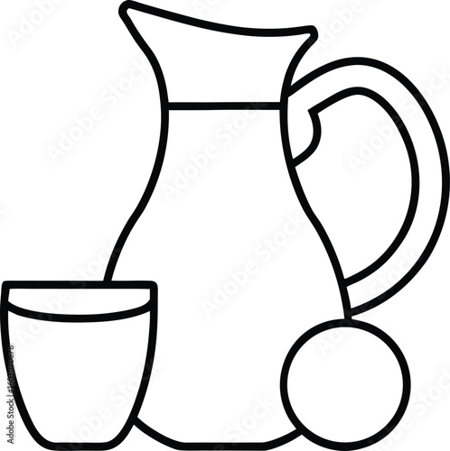 lemonade jug and cups line art