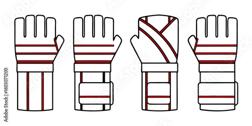 White and red wrist wraps for weightlifting fitness