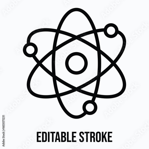 Atomic, Science Vector Icon, Isolated Vector Lineal Style Icon, Editable Stroke.
