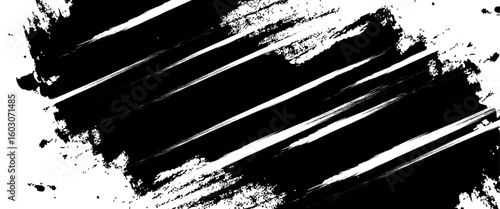Vector brush strokes grunge isolated on white background black paint splatter on a transparent white background.
