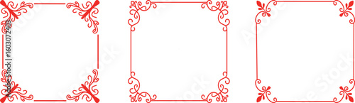 Elegant red and gold decorative corner flourishes for invitations and borders