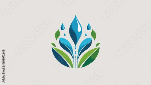  Water Drop and Leaf Growth Logo Vector