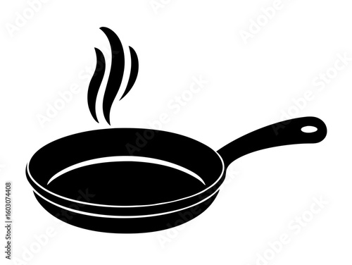 Hot Frying Pan with Rising Steam Icon