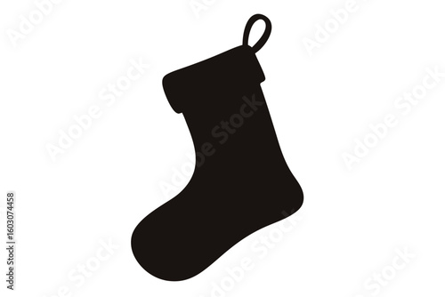 Christmas stocking silhouette vector, Christmas stocking filled with gifts hanging as a festive holiday decoration