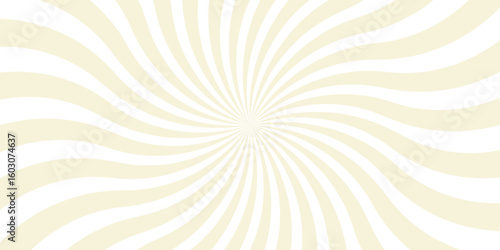 Retro sunburst background with wavy radial lines warm vintage colors like orange, cream, yellow,and beige on a white base, 1970s psychedelic style