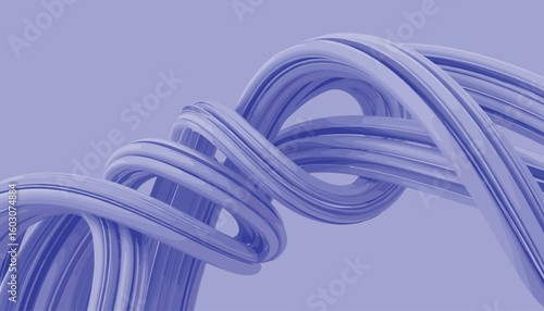 Abstract 3D Rendered Flowing Ribbons in Very Peri Color, Dynamic Swirls and Twisted Shapes Creating a Modern Artistic Background for Digital, Technology, and Creative Projects, Vector Illustration