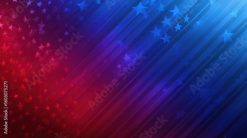 Patriotic red and blue starry background with diagonal stripes