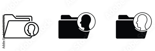 Secure personal data management icons representing user profiles within folders, signifying digital organization and privacy protection for modern businesses and individuals seeking efficient data han