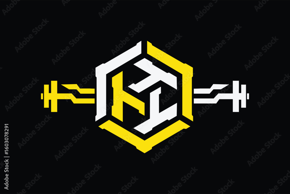 Obraz premium Dynamic TTT gym and fitness Logo Design in hexagon shape