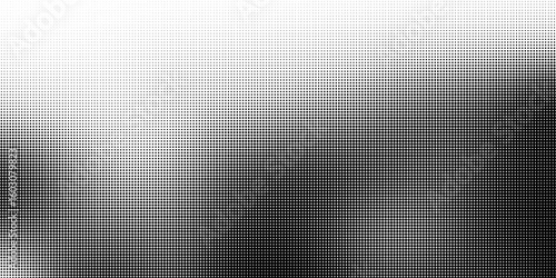 black and white background with halftone dots.