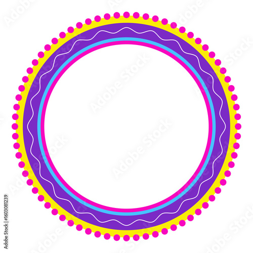 Colorful round text box festive mandala for invite decoration