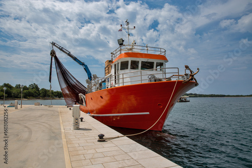 Fishing trawler docked at Adriatic pier