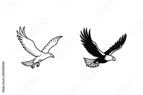 Majestic eagles soaring in flight bird flying