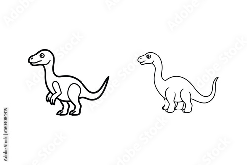 Two cartoon dinosaurs standing illustration prehistoric