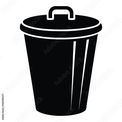 Isolated vector illustration of a plastic trash can with a lid, perfect for recycling paper waste or garbage
