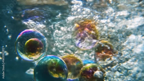 Colorful bubbles in water
