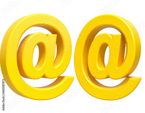 Wallpaper Mural Pair of 3D Yellow At Signs with Glossy Plastic Finish, Rounded Edges, Transparent Background Torontodigital.ca