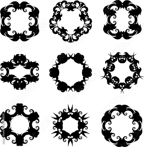 set of frames like pentagon, circle, star shape in black