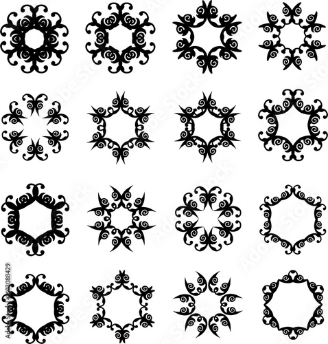 set of black frames like star floral design