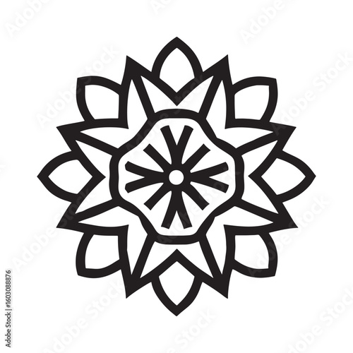 Intricate floral mandala design with geometric elements