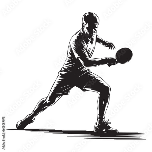Table Tennis Forehand Silhouette – Athletic Action Vector Illustration
