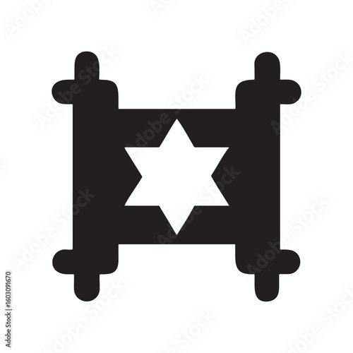 Religious scroll and star silhouette for jewish holidays
