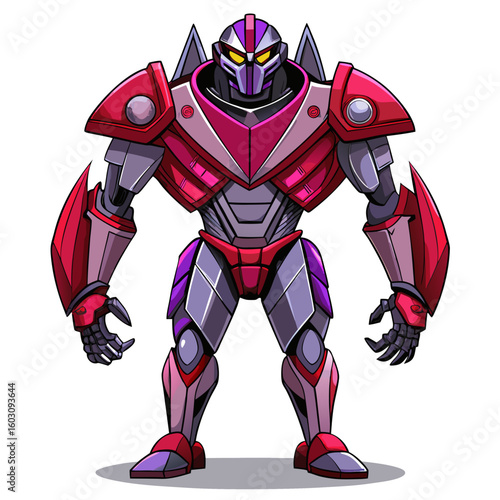 Robot transformer cartoon vector Futuristic robotic soldier with a sci-fi weapon, a 3D cartoon illustration of a metallic cyborg warrior in space armor, an isolated vector character of an alien machin