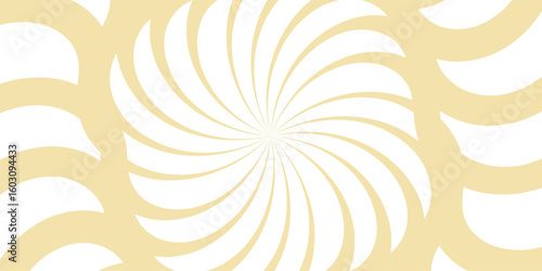 Abstract bright and energetic spiral background with alternating curved yellow and white segments.Hypnotic swirl radiates symmetrically sense of motion and energy. 