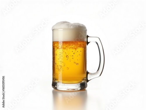 Mug with beer on white background