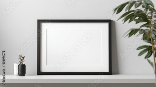 Black Frame Mockup with Plants