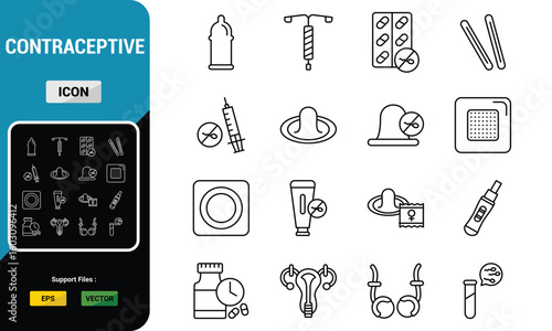 Medical Contraceptive Tools Vector Icon Pack