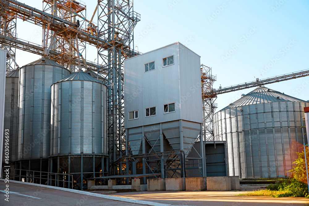 Fototapeta premium Modern granaries for storing cereal grains outdoors