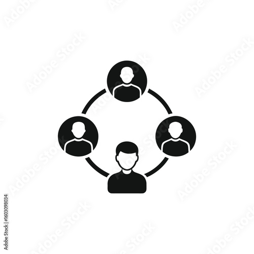 Teamwork and collaboration network icon isolated on a white background