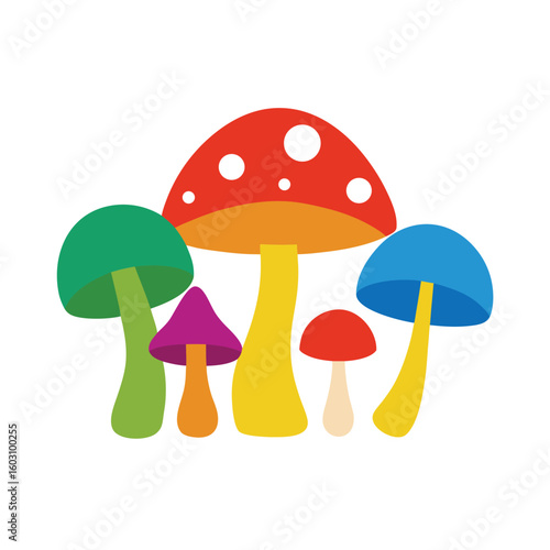 Diverse Mushroom Collection Vector Illustration Full Set of Edible and Wild Fungi