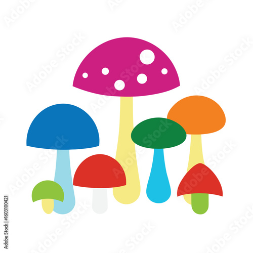 Diverse Mushroom Collection Vector Illustration Edible and Wild Fungi Set